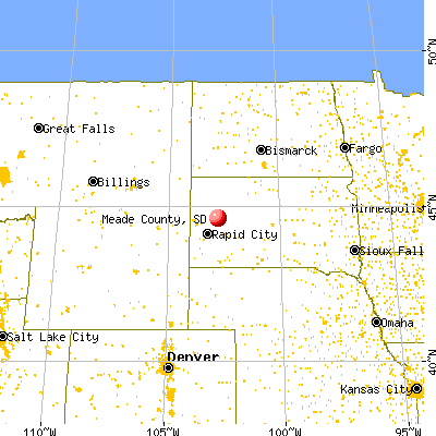 Meade County, SD map from a distance