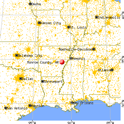 Monroe County, AR map from a distance
