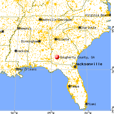 Dougherty County, GA map from a distance