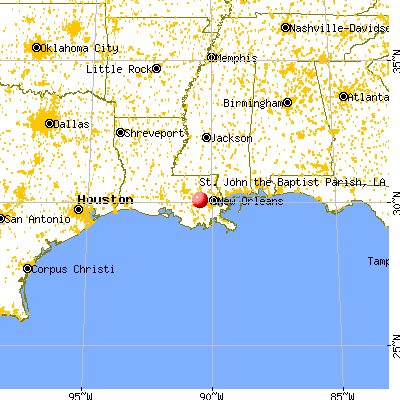 St. John the Baptist Parish, LA map from a distance