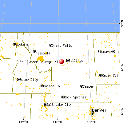 Stillwater County, MT map from a distance