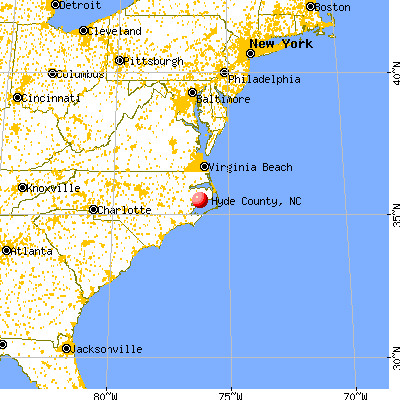 Hyde County, NC map from a distance