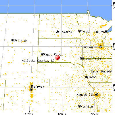 Mellette County, SD map from a distance