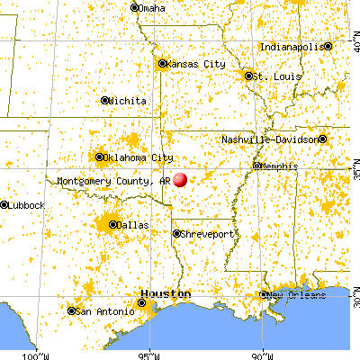 Montgomery County, AR map from a distance