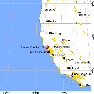 Sonoma County, CA map from a distance