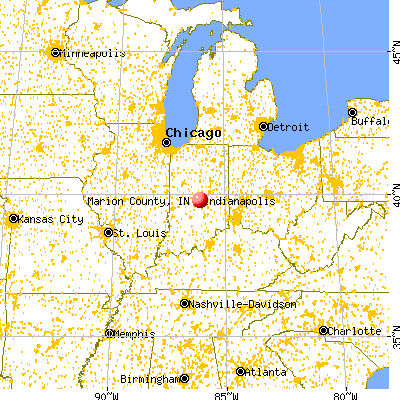 Marion County, IN map from a distance