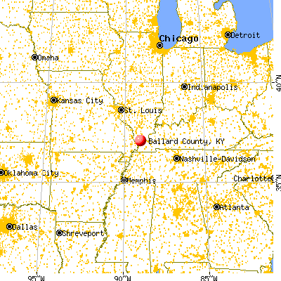 Ballard County, KY map from a distance