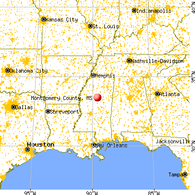 Montgomery County, MS map from a distance