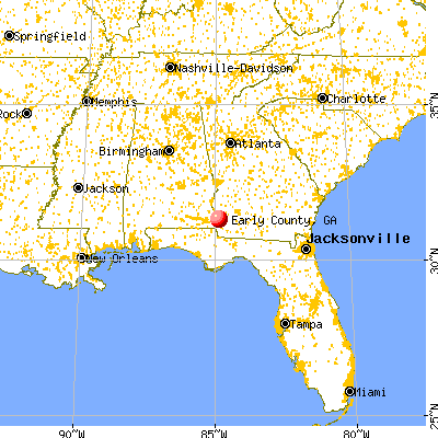 Early County, GA map from a distance