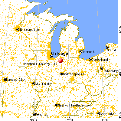 Marshall County, IN map from a distance