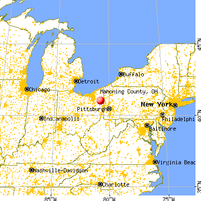 Mahoning County, OH map from a distance