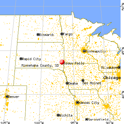Minnehaha County, SD map from a distance