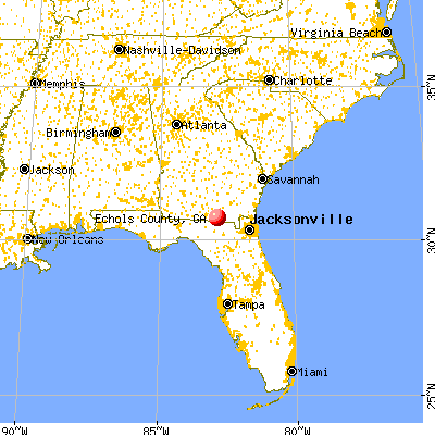 Echols County, GA map from a distance