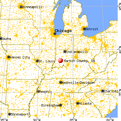 Martin County, IN map from a distance
