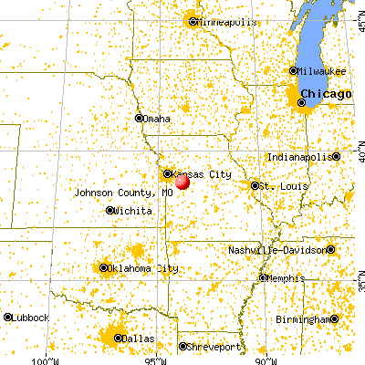 Johnson County, MO map from a distance