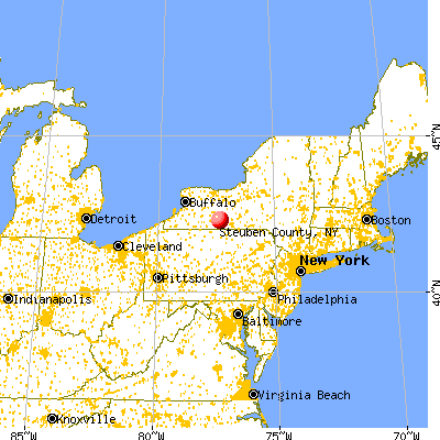 Steuben County, NY map from a distance