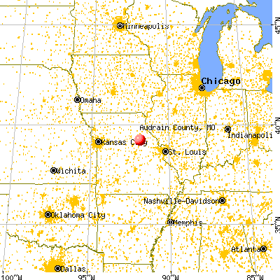 Audrain County, MO map from a distance