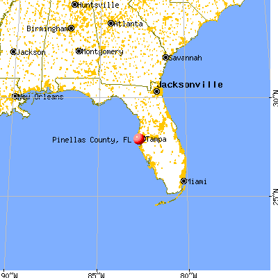 Pinellas County, FL map from a distance