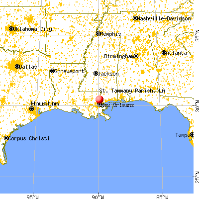 St. Tammany Parish, LA map from a distance