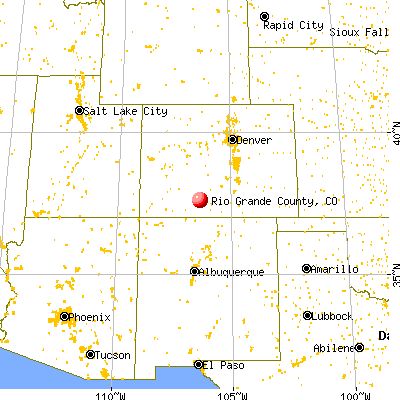 Rio Grande County, CO map from a distance