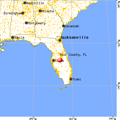 Polk County, FL map from a distance