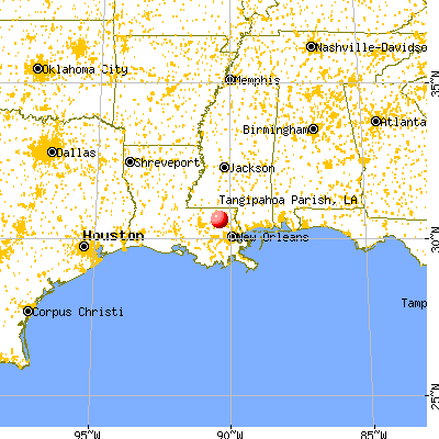 Tangipahoa Parish, LA map from a distance