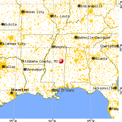 Oktibbeha County, MS map from a distance