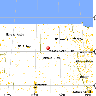 Perkins County, SD map from a distance