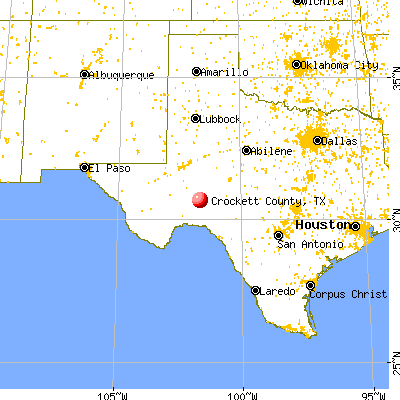 Crockett County, TX map from a distance