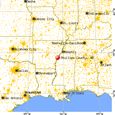 Phillips County, AR map from a distance