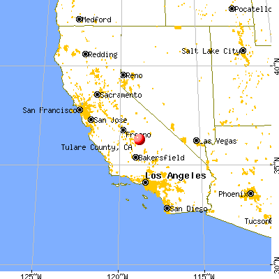 Tulare County, CA map from a distance
