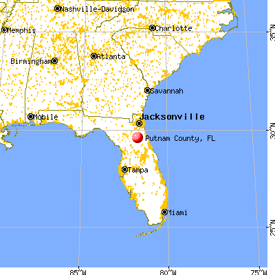 Putnam County, FL map from a distance