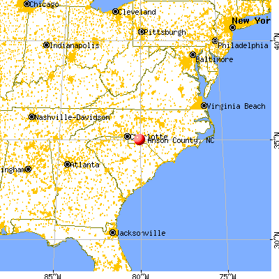 Anson County, NC map from a distance