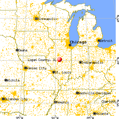 Logan County, IL map from a distance