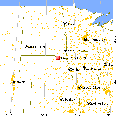 Knox County, NE map from a distance