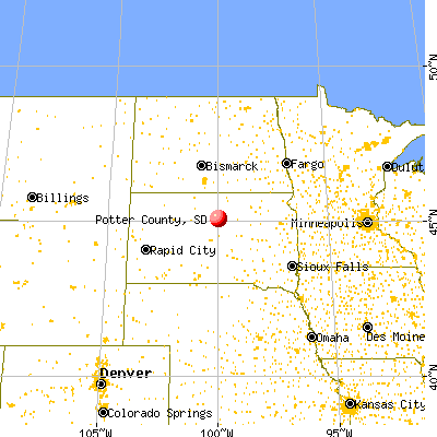 Potter County, SD map from a distance