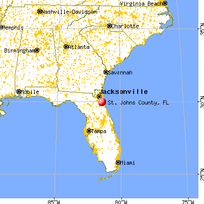St. Johns County, FL map from a distance