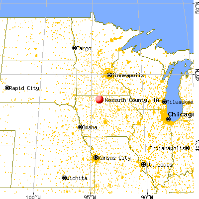 Kossuth County, IA map from a distance