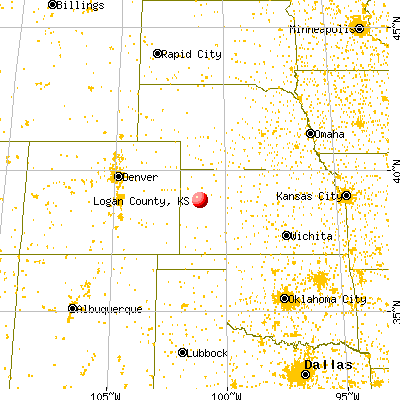 Logan County, KS map from a distance