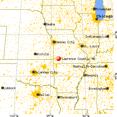 Lawrence County, MO map from a distance