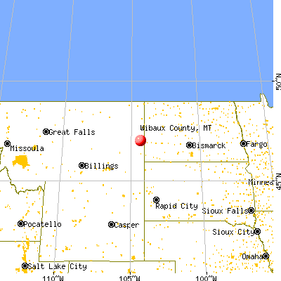 Wibaux County, MT map from a distance