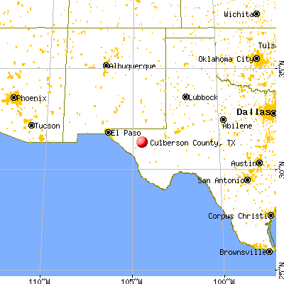 Culberson County, TX map from a distance