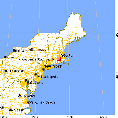 Providence County, RI map from a distance
