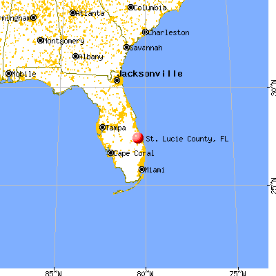 St. Lucie County, FL map from a distance
