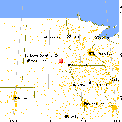 Sanborn County, SD map from a distance