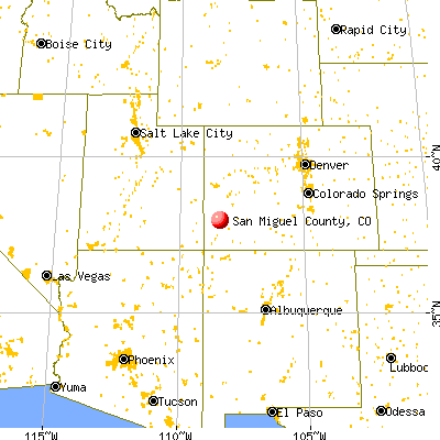 San Miguel County, CO map from a distance