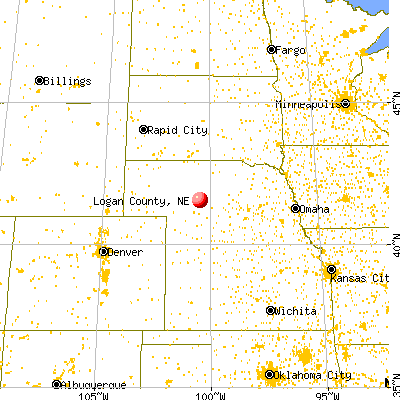Logan County, NE map from a distance