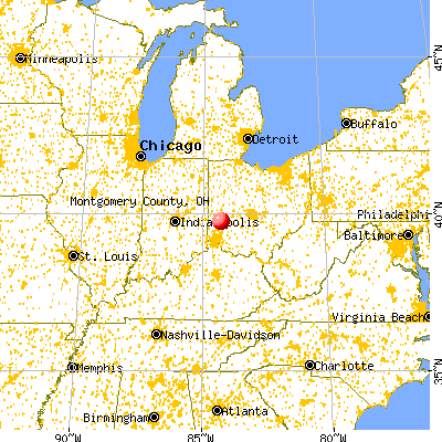 Montgomery County, OH map from a distance