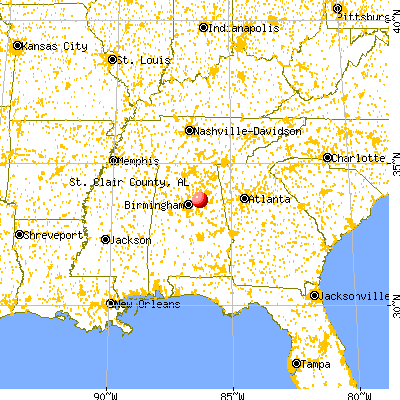 St. Clair County, AL map from a distance
