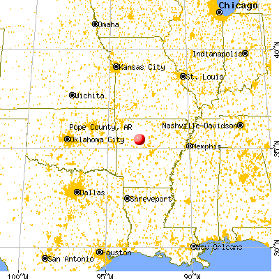 Pope County, AR map from a distance